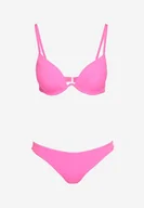 Stroje kąpielowe - Fuksjowe Bikini Biustonosz z Usztywnianymi Miseczkami i Majtki Typu Figi Regulowanymi Ramiączkami Ellati - miniaturka - grafika 1