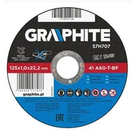 Akcesoria do elektronarzędzi - Graphite Tarcza tnąca do metalu 125 x 1.6 x 22.2 mm 41 A60-T-BF 57H700 57H700 - miniaturka - grafika 1