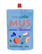 Syropy i koncentraty owocowe - Owolovo Mus owocowy Trio Jabłko - Brzoskwinia - Jagoda kamczacka 200 g - żywność - miniaturka - grafika 1