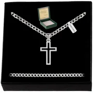 Łańcuszki - SREBRNY MĘSKI ŁAŃCUSZEK PANCERKA 925 Z KRZYŻYKIEM PREZENT DLA MĘŻA TATY - miniaturka - grafika 1