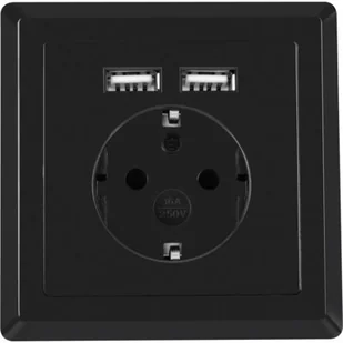 LANBERG Gniazdo podtynkowe 230V pojedyncze + 2x USB 2.1A schuko czarne + EKSPRESOWA AC-WS01-USB2-F-B - Wtyczki i adaptery - miniaturka - grafika 1