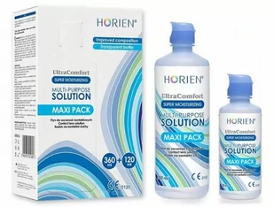 Horien Ultra Comfort Maxi Pack 360ml + 120ml - Płyny do soczewek kontaktowych - miniaturka - grafika 1