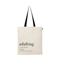 Torebki damskie - Eco Right Aesthetic Canvas Tote Bag dla kobiet, urocza, modna i wielokrotnego użytku, bawełniana torba do szkoły, na zakupy, siłownię, bibliotekę i plażę, idealna na groceries, Natural - Adulting Pack - miniaturka - grafika 1