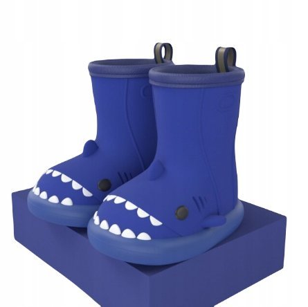 Kalosze Dziecięce Rekiny Shark Gumowe Buty Wkładka 15Cm Niebieskie 25-26