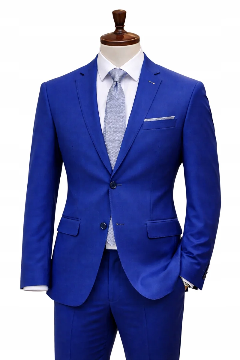Elegancki garnitur męski – granatowy/niebieski, slim fit 330 52 / 176