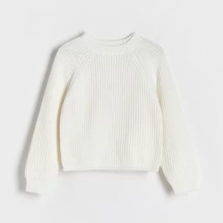 Swetry dla dziewczynek - Reserved - Klasyczny sweter w paski - Kremowy - grafika 1