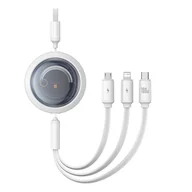 Kable USB - Kabel 3w1 Baseus Free2Draw USB do M+L+C 100W, 1,1 m (biały) - miniaturka - grafika 1