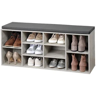 Szafka na buty z siedziskiem imitacja betonu KESPER None - Szafki na buty - miniaturka - grafika 1