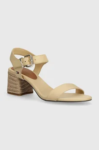 Tommy Hilfiger sandały BLOCK MID HEEL SANDAL kolor beżowy FW0FW08075 - Sandały damskie - miniaturka - grafika 1