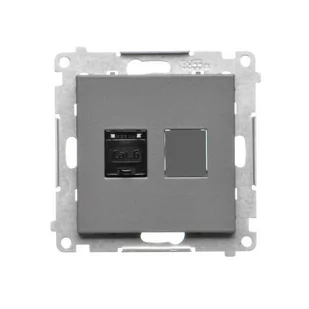 Gniazdo komputerowe RJ45 Kontakt-Simon 55 T61.01/116 pojedyncze kategoria 6, z przesłoną przeciwkurzową moduł grafitowy mat - Gniazdka elektryczne - miniaturka - grafika 1