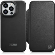 Etui i futerały do telefonów - iCarer CE Premium Leather Folio Case skórzane etui iPhone 14 Pro z klapką magnetyczne MagSafe czarny (WMI14220714-BK) - miniaturka - grafika 1