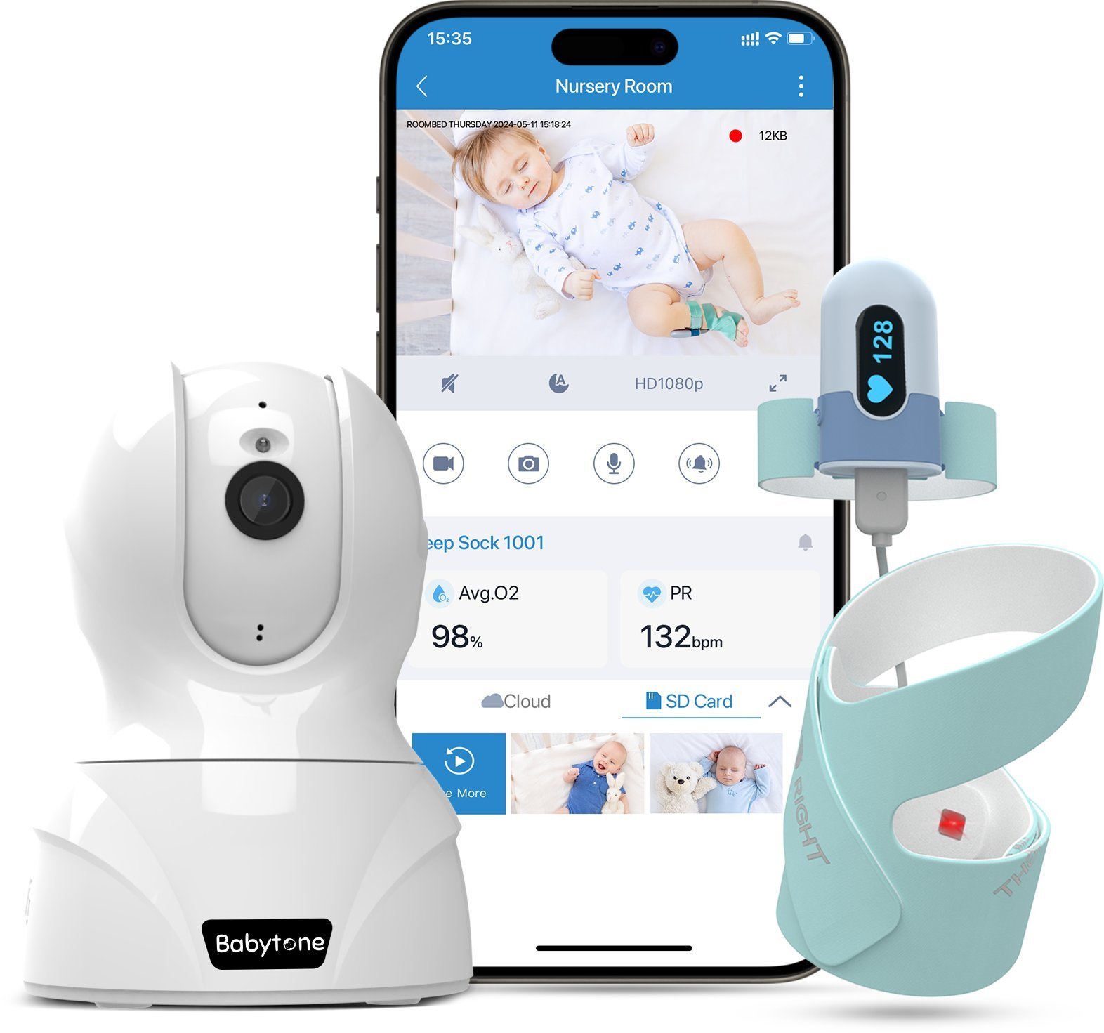 Monitor snu i oddechu dla niemowląt 0-3 lat z kamerą HD - inteligentna niania elektroniczna