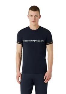 Emporio Armani Męski T-shirt z logo Crew Neck Underlined, morski, S - Koszulki męskie - miniaturka - grafika 1