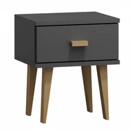 Szafki nocne - Szafka nocna skandynawska sosnowa Venuci szara - miniaturka - grafika 1