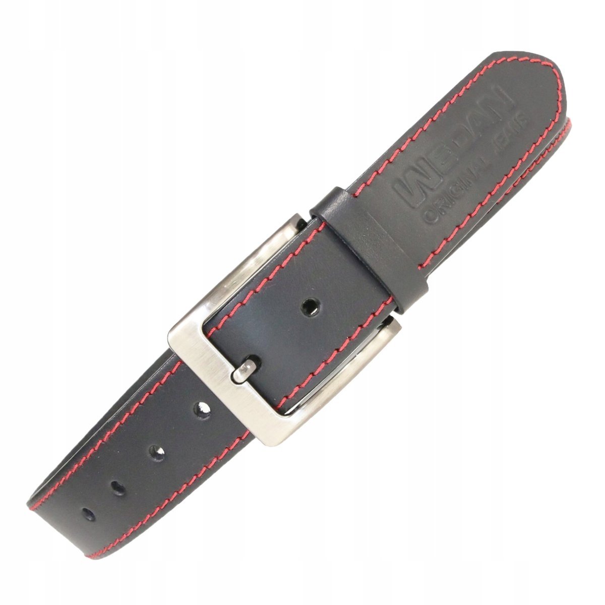 Pas Skórzany do spodni Wedan Czarny z Czerwonym