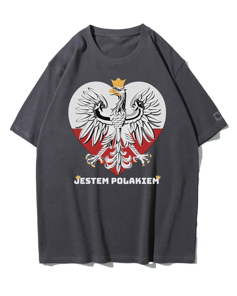 Koszulka oversize Patriotyczna Jestem Polakiem Godło Grafitowy 3XL