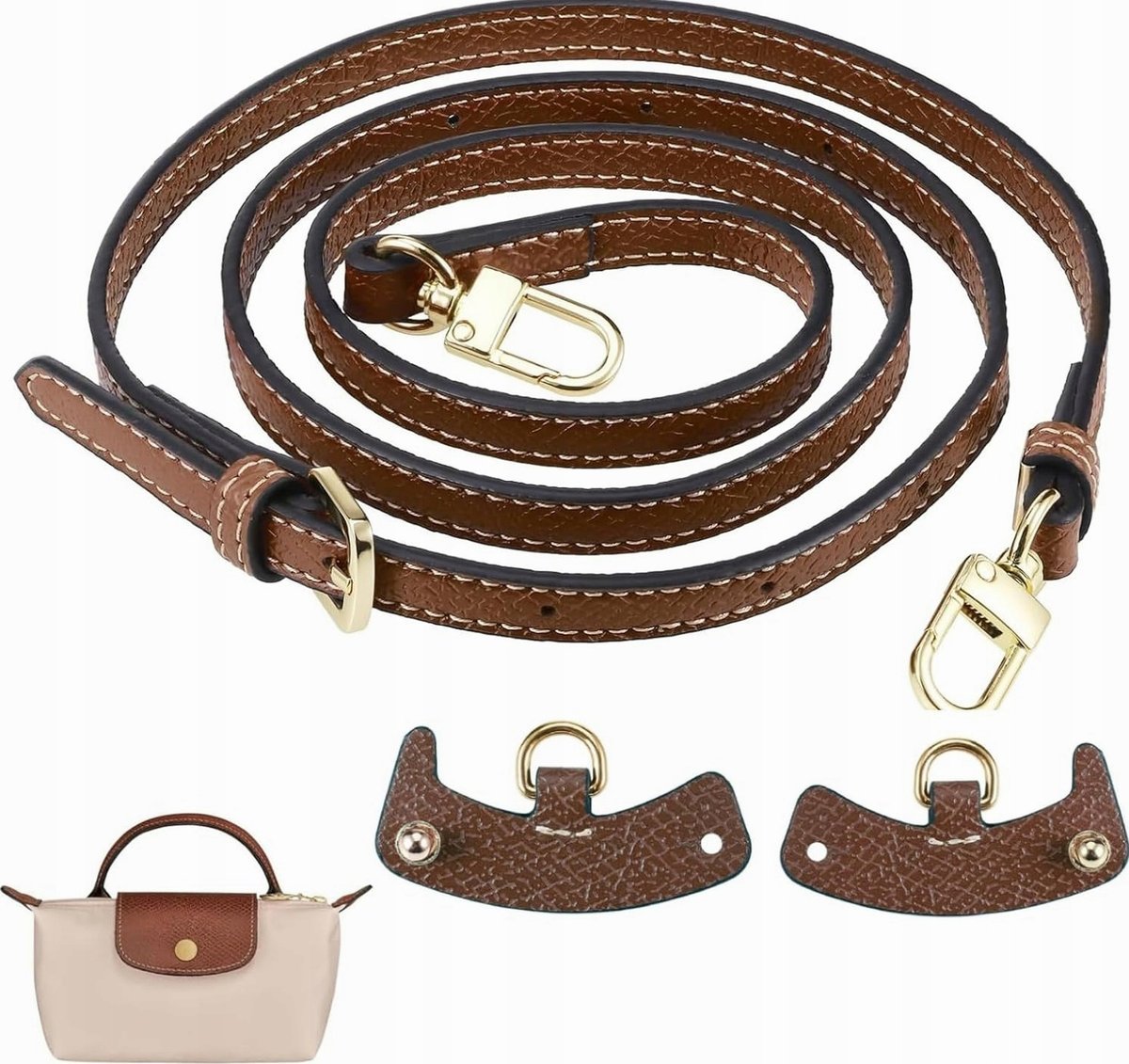 Pasek skórzany regulowany do torby na ramię crossbody brązowy uniwersalny