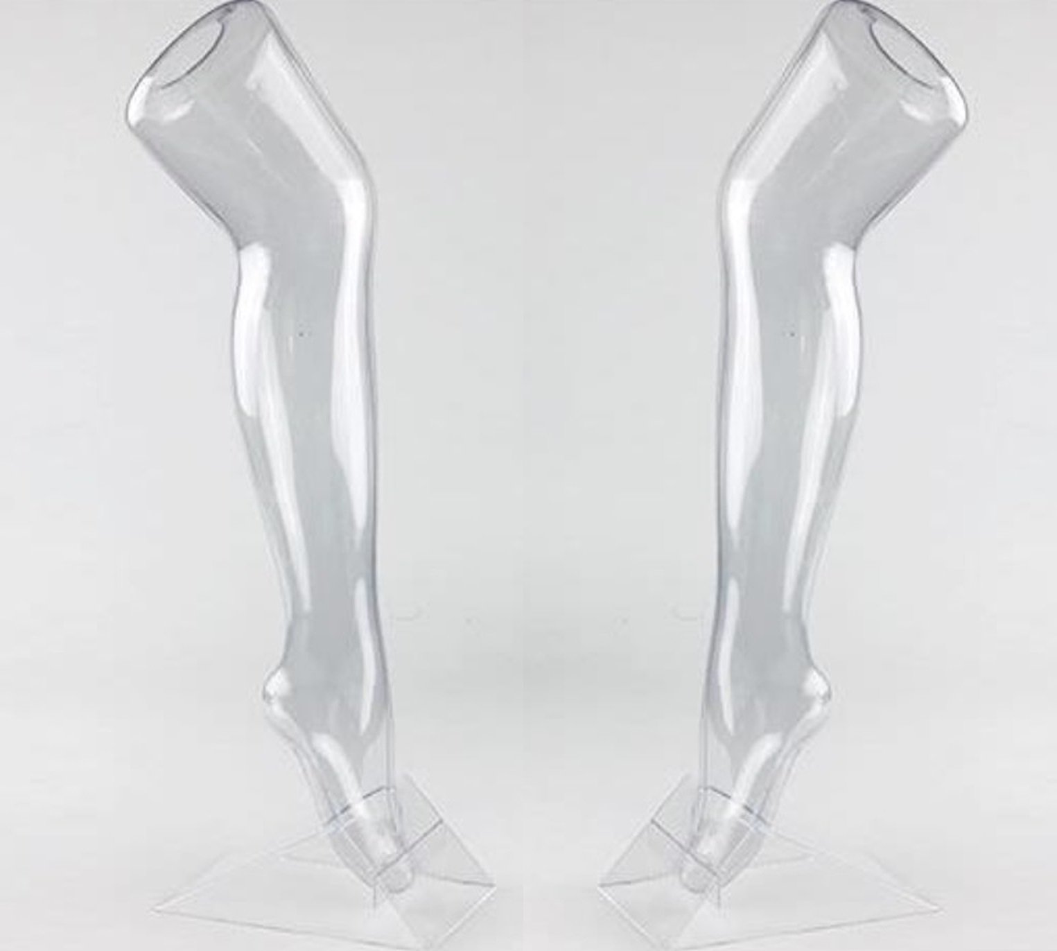 zestaw 2 nogawek do prezentacji pończoch i skarpet, ozdobna noga - damska, 56 cm ozdobna noga ze stojakiem, manekin - damska noga w realistycznej formie, przezroczysta noga skarpety