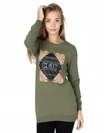 Bluzy damskie - Długa Bluza Tunika Damska Bawełniana 247-08 r S - miniaturka - grafika 1