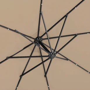 Parasol ogrodowy na wysięgniku okrągły uchylny z oświetleniem LED śr. 300 cm szarobrązowy - Parasole ogrodowe - miniaturka - grafika 9