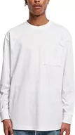 Koszulki męskie - Urban Classics Męski T-shirt z długim rękawem, z kieszenią na piersi, ciężki materiał, Heavy Oversized Pocket Longsleeve, dostępny w 4 kolorach, rozmiary XS-5XL, biały, L - miniaturka - grafika 1