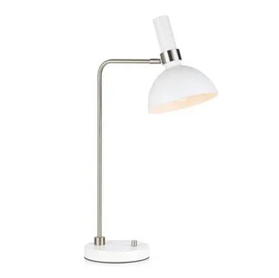 Srebrna lampa stołowa Larry z białym kloszem - Oprawy, klosze i abażury - miniaturka - grafika 1