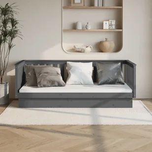 Łóżko dzienne szare 80x200 cm lite drewno sosnowe - Łóżka - miniaturka - grafika 1