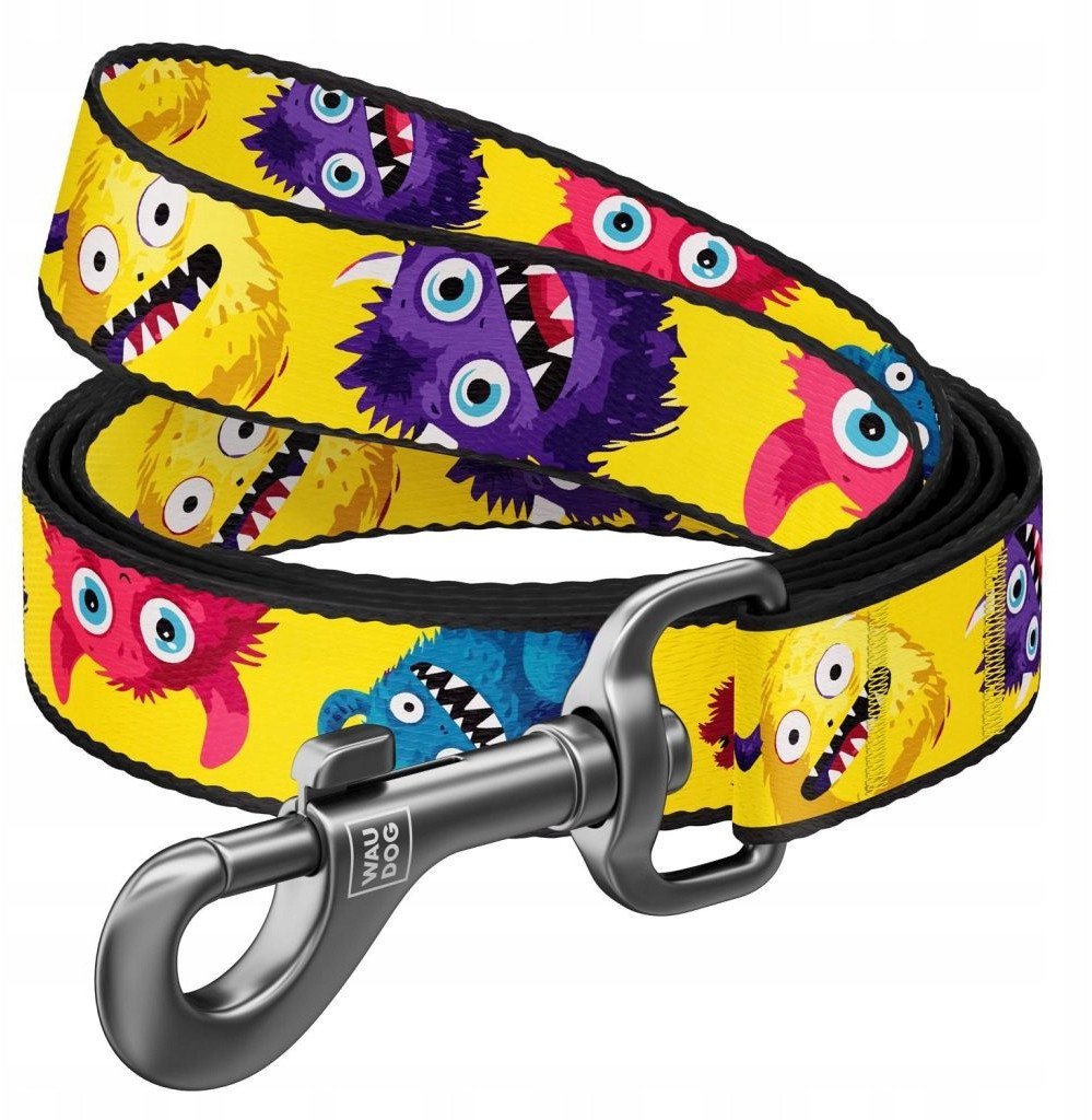 Collar WauDog Nylon Smycz nylonowa L-XXL 25mm/200cm, wzór FUTRZANE POTWORY