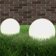 Lampy ogrodowe - vidaXL Lampy zewnętrzne LED, 2 szt., kule 20 cm, PMMA - miniaturka - grafika 1