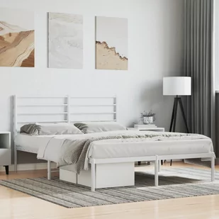vidaXL Metalowa rama łóżka z wezgłowiem, biała, 120x200 cm - Inne meble do sypialni - miniaturka - grafika 1