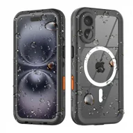 Etui i futerały do telefonów - Etui wodoodporne pancerne 360 Supero MagSafe do iPhone 17, czarno-przezroczyste - miniaturka - grafika 1
