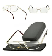 Okulary korekcyjne, oprawki, szkła - Męskie złote okulary minusy -4.50 dioptrie korekcyjne dla krótkowidzów ST324A - miniaturka - grafika 1