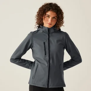 Regatta Professional Damski softshell z kapturem Venturer Szaro-czarny, Rozmiar: 46 - Kurtki i kamizelki sportowe damskie - miniaturka - grafika 1