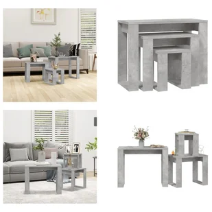 vidaXL Zestaw stolików 3 szt. beton szary materiał drewnopochodny - Zestaw stolików - Zestaw stolików - Stolik kawowy - Stoliki kawowe - Ławy i stoliki kawowe - miniaturka - grafika 1