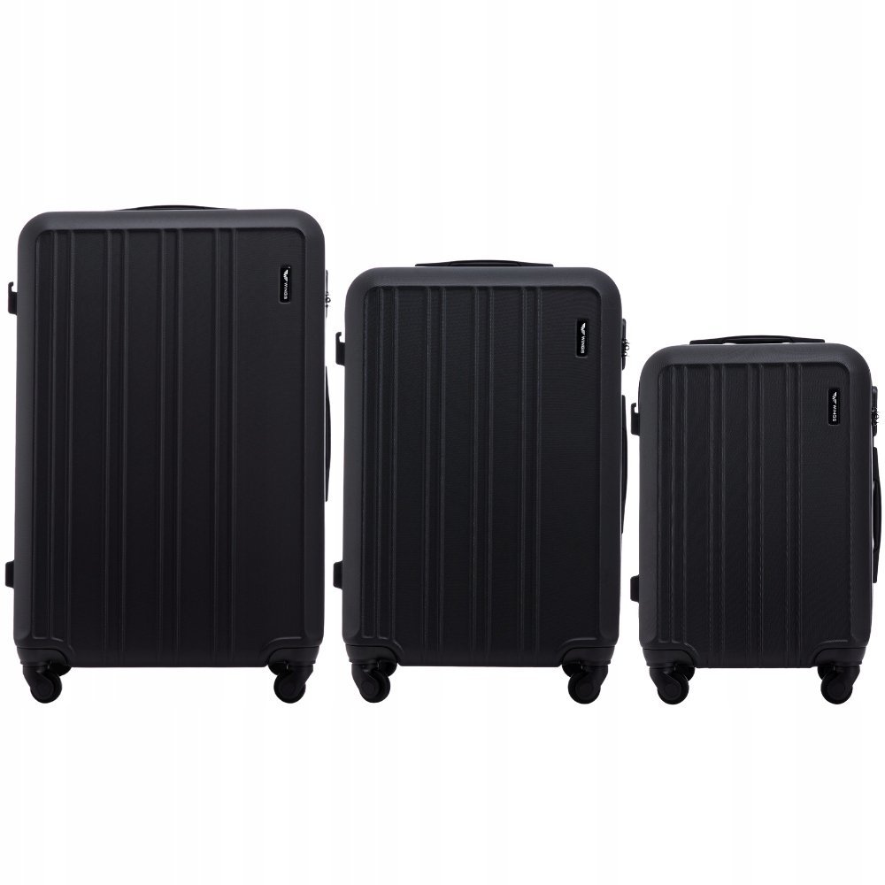 ZESTAW 3 WALIZEK PODRÓŻNYCH na 4 kółkach KOMPLET TWARDYCH BAGAŻY ABS WINGS