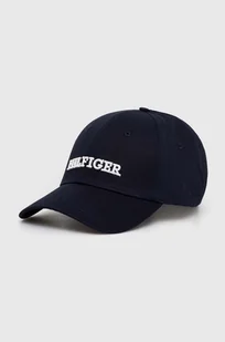 Tommy Hilfiger czapka z daszkiem bawełniana kolor granatowy z aplikacją - Czapki damskie - miniaturka - grafika 1