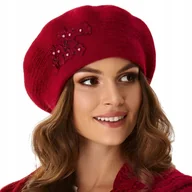 Czapki damskie - Beret damski GIOVANNA Bordo - miniaturka - grafika 1