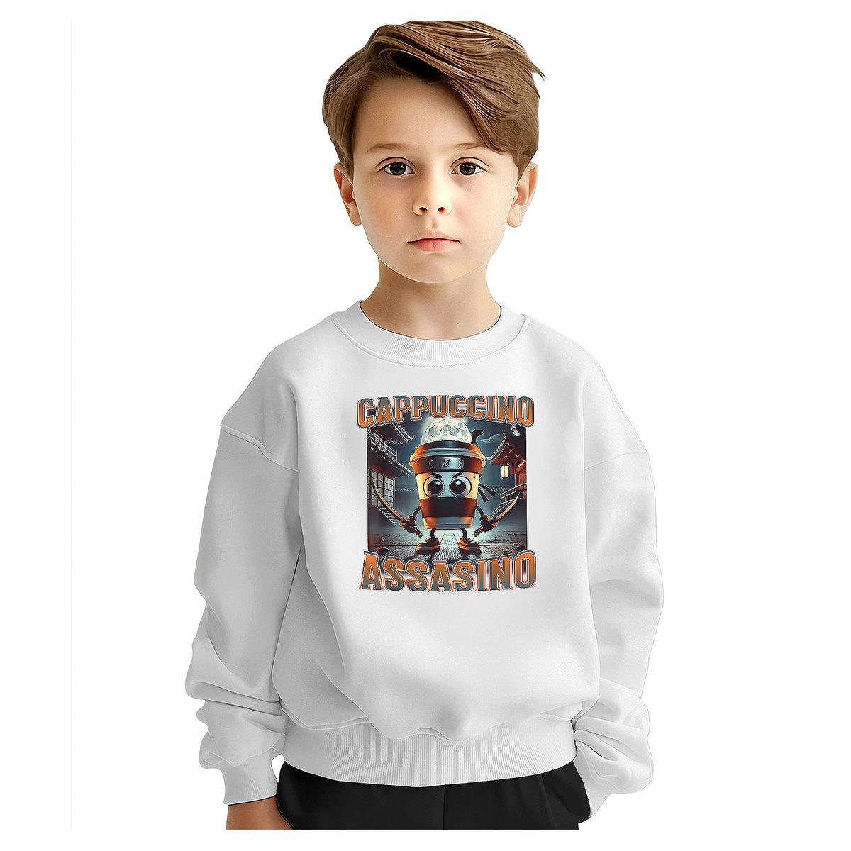 BLUZA DZIECIĘCA BRAINROT CAPPUCCINO ASSASSINO 134-140 DLA CHŁOPCA