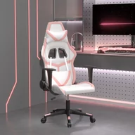 Fotele gamingowe - vidaXL Fotel gamingowy, biało-różowy, sztuczna skóra - miniaturka - grafika 1