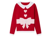 Swetry dla dziewczynek - pepperts!® Świąteczny sweter dziewczęcy LED (158/164, Czerwony) - miniaturka - grafika 1