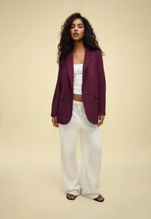 Stradivarius Marynarka regular fit Fioletowy XL - Marynarki i żakiety damskie - miniaturka - grafika 1