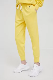 Ralph Lauren Polo Polo spodnie dresowe damskie kolor żółty gładkie - Spodnie damskie - miniaturka - grafika 1