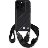 Etui i futerały do telefonów - BMW BMHCP15X23PSCCK iPhone 15 Pro Max 6.7" czarny/black hardcase M Edition Carbon Stripe & Strap - miniaturka - grafika 1