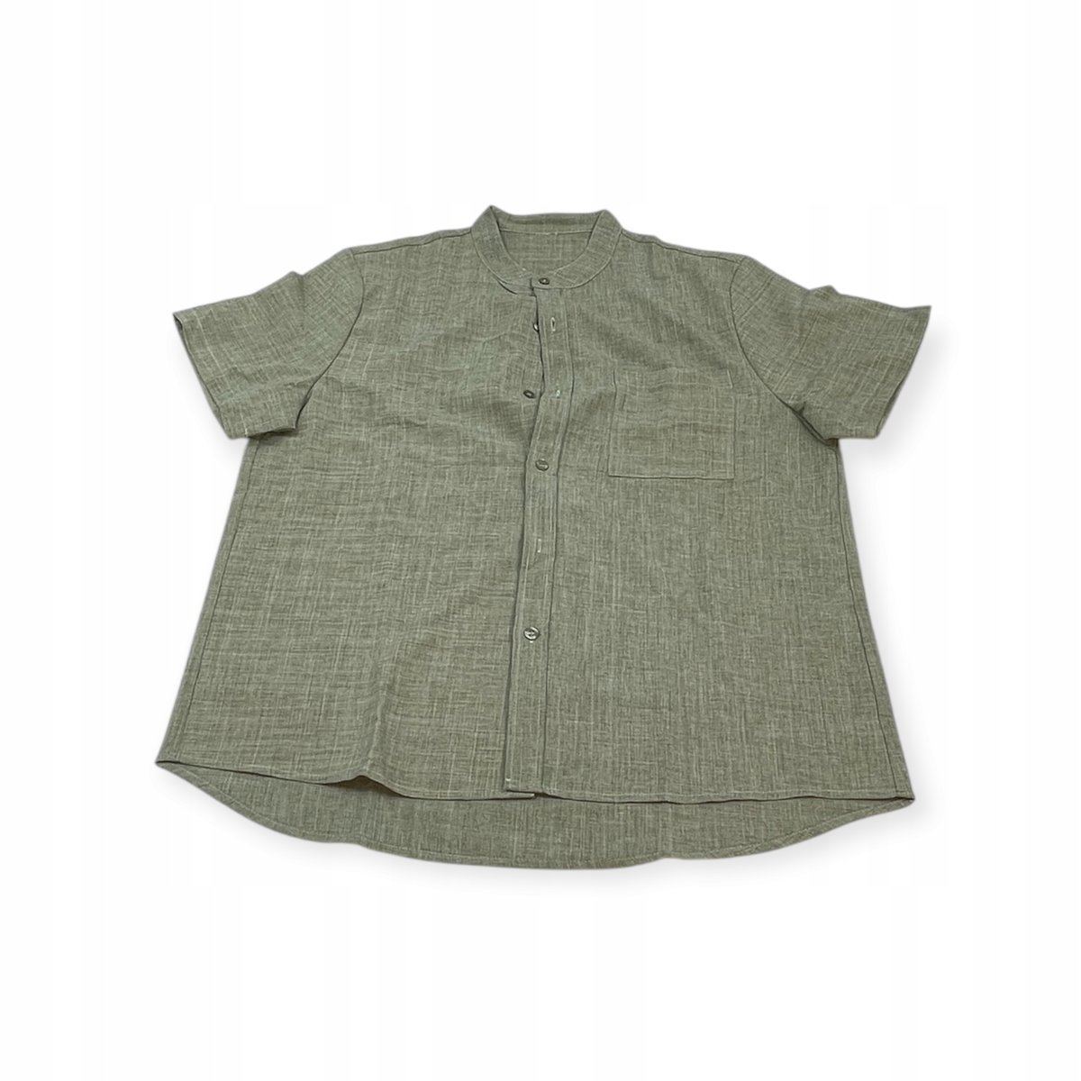 Męska koszula Old Money - stójka, krótki rękaw, rozmiar L