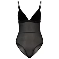 Body - BOSS Damskie body z aksamitu, czarny (Black1), M - miniaturka - grafika 1