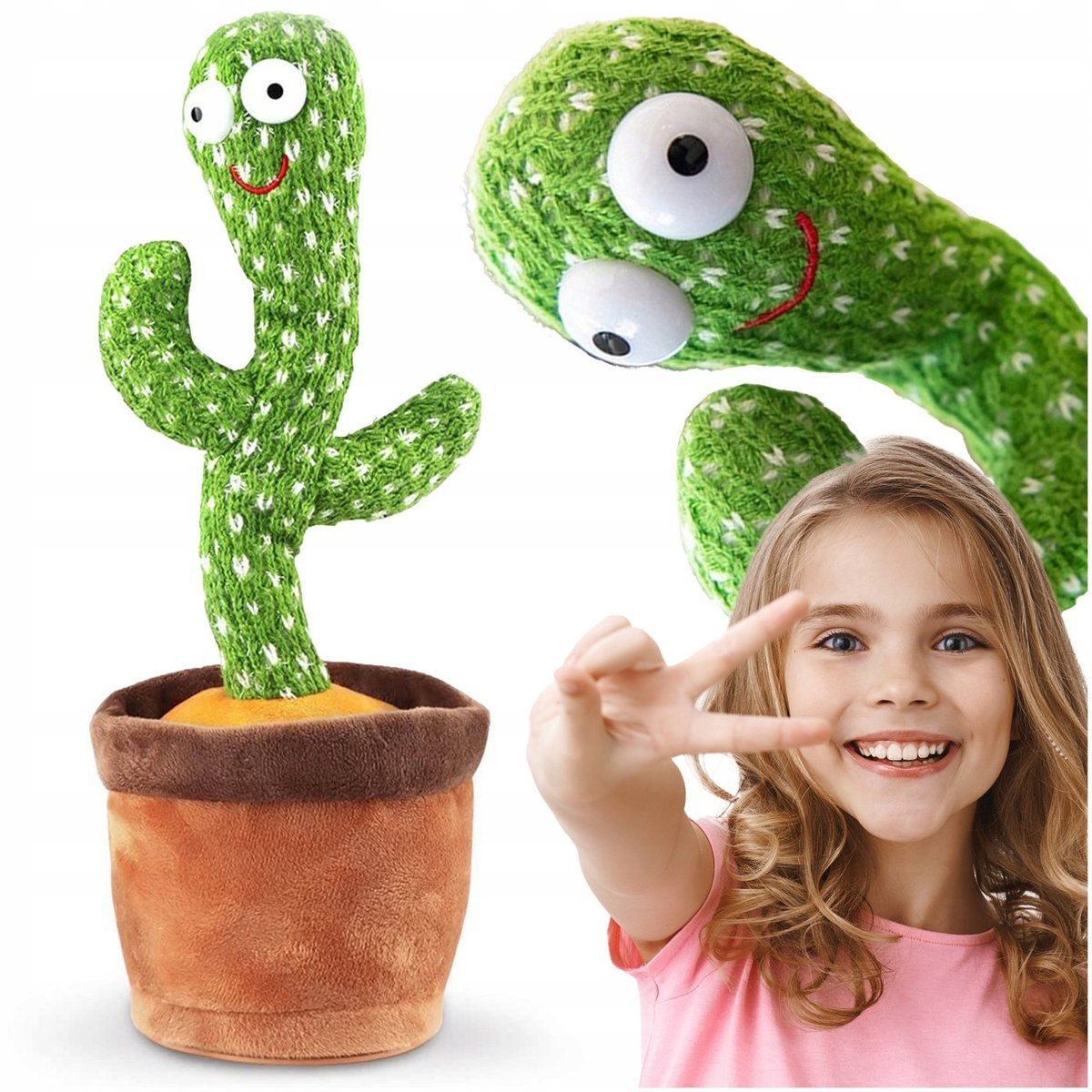 Tańczący Kaktus Interaktywny Śpiewający Gadający Gra Zabawka dla Dzieci Led