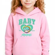 Bluzy dla dziewczynek - Bluza Dziecięca Różowa Z Kapturem BABY SAJABOYS Muzyka Wzory Rozmiar 164 cm - miniaturka - grafika 1