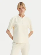 Koszulki i topy damskie - Calvin Klein Polo LV044E241G Beżowy Relaxed Fit - miniaturka - grafika 1