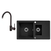 Zlewozmywaki z baterią - DEANTE Zestaw DEANTE ZQZA2513 zlew ZORBA + bateria NEMEZJA (kolor GRAFITOWY) ZQZA2513 - miniaturka - grafika 1