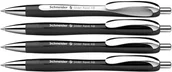 Długopisy - Schneider 132584 Slider Rave XB długopis (limitowana edycja specjalna, 3 x czarny, 1 x biały, Made in Germany), 4 sztuki, kolor wkładu: niebieski - miniaturka - grafika 1
